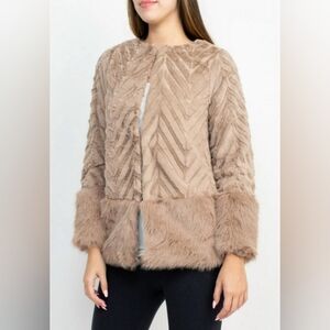 NWT Nina Leonard 2xl Faux fur bolero Teddy Jacket Cappuchino